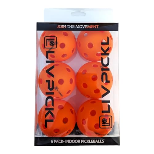 LIV PICKL Pickleballs | 26 Holes | Indoor | Soft Court | High Visibility and Good Balance | Official Size & Weight - Durable - High Bounce