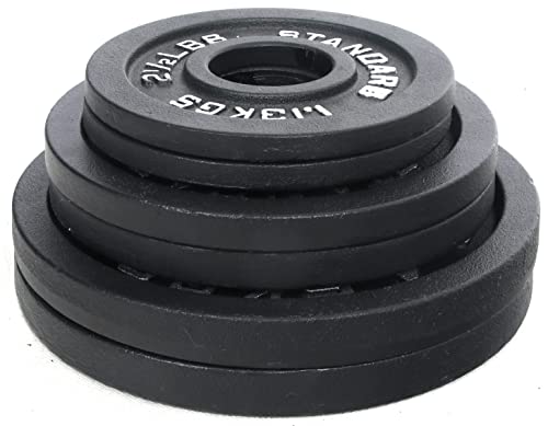 Fitvids Olympic 2-Inch Cast Iron Plate Weight Plate for Strength Training and Weightlifting, Vintage Style, 35LB Set