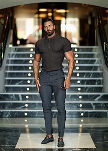 Muscle Polo Shirts for Men Slim Fit Short Sleeve Golf Shirts Men Dry Fit Shirts Casual Stylish Clothes Purple