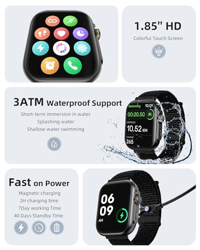 Parsonver Smart Watch for Men Women, Built-in GPS, Bluetooth Calls and Text, 30M Waterproof Fitness Tracker with Heart Rate/Sleep/SpO2/Steps Monitor, 100+ Sports Modes for Android & iPhone (Two Bands)