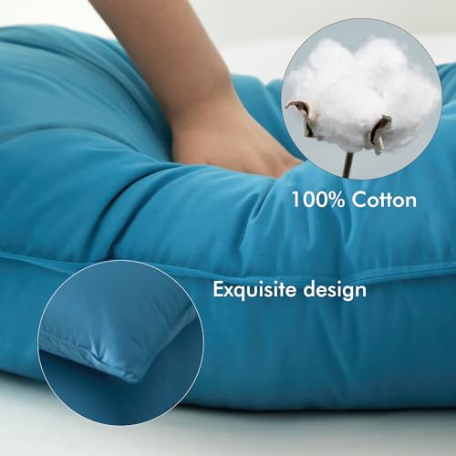 Royoliving Premium Feather Down Bed Pillows for Sleeping Queen Size - 100% Cotton Fabric, Medium Firm, Soft Support Surround (Grey, 30"×20")