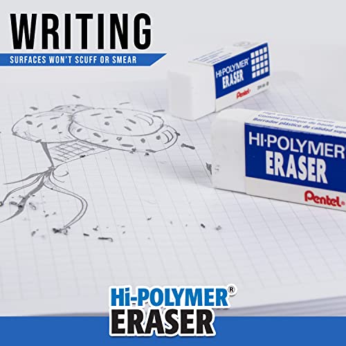 Pentel HI-Polymer Eraser Combo Pack, 6 Caps, 1 Large (ZEH0210BP7) (Pack of 3)