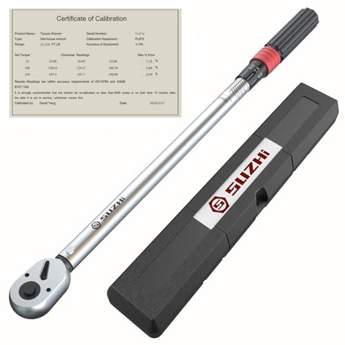 SuZhi 1/2-Inch Drive Click Torque Wrench Set 10-160FT-LB/13.6-217.1Nm, Garage Car & Motorcycle, Spark Plug, Wheel, Oil change.