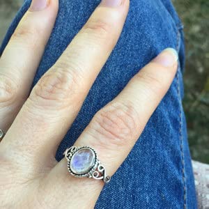 Rainbow Moonstone Ring 925 Sterling Silver Statement Ring For Women Handmade Rings Gemstone Christmas Promise Ring Size US 5 Gift For Her