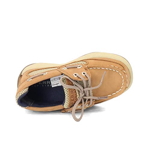 Sperry boys Lanyard boat shoes, Dark Tan/Navy, 5 Big Kid US