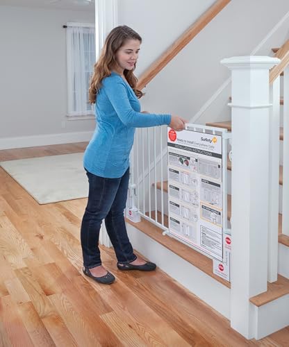 Safety 1st Ready To Install Everywhere Baby Gate, Multi-use Baby Gate with Door for Doorways, Hallways and Stairs, White