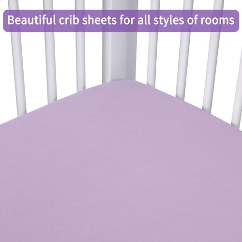 GUNTAIL 2 Pack Satin Soft Crib Sheet for Baby with Sensitive Hair Silky Baby Mattress Sheet Pink and Violet Unisex 52’’x28’’x8’’ Fitted Sheets