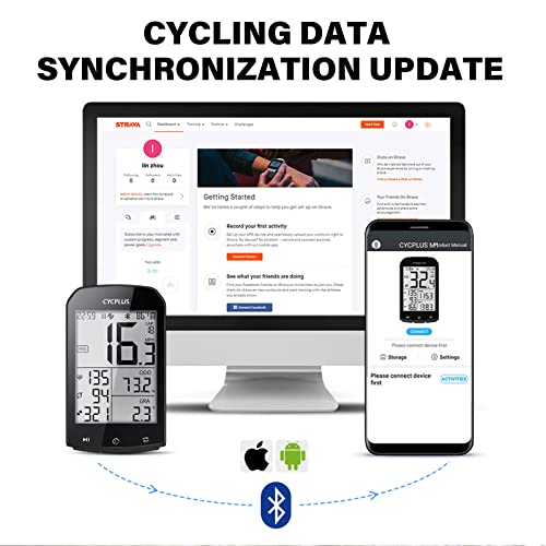 CYCPLUS GPS Bike Computer Waterproof Bicycle Speedometer and Odometer ANT+ Wireless Cycling Computer Compatible with App 2.9 Inch LCD Display with Backlight