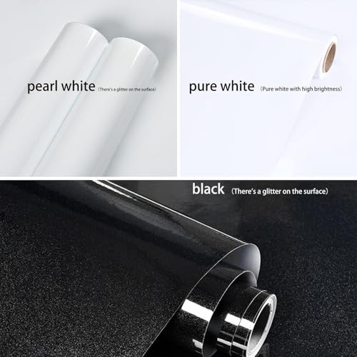Shiny White Wallpaper peel and Stick Wallpaper Glossy Self Adhesive Removable Wall paper 15.8" X 78.7"Waterproof Countertop Paper White Contact Paper for Cabinet Countertop Furniture Kitchen Vinyl