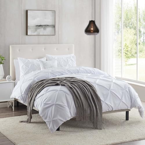 Nestl Teal Duvet Cover Full Size - Soft Double Brushed Duvet Set with Button Closure & Corner Ties, 3 Piece Luxurious Pinch Pleated Duvet Cover Set 80x90 Inches with 2 Pillow Shams