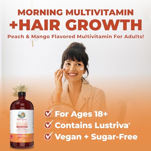 MaryRuth's Liquid Multivitamin + Lustriva® Hair Growth for Women| Biotin 10000mcg | Vitamin D | B Vitamins |Clinically Tested for Thicker Hair, Wrinkles, Fine Lines, Skin Care| Ages 18+ | 15.22 Fl Oz