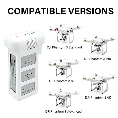 Satonaka Phantom 3 Battery, 4500mAh 15.2V Upgraded Intelligent Flight Drone Battery for DJI Phantom 3 Standard, DJI Phantom 3 Pro, DJI Phantom 3 Advanced, DJI Phantom 3 4K, DJI Phantom 3 SE