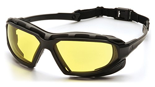 Pyramex Safety Highlander XP Eyewear, Black/Gray Frame, Amber Anti-Fog Lens