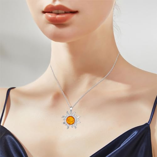 VIJASHOP Sun Necklace for Women Amber Sun Pendant Sun Jewelry Amber Necklace Jewelry Valentine's Day Gift for Girlfriend Wife