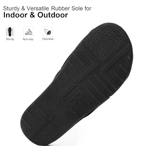 LongBay Men's Comfy Memory Foam Slide Slippers Breathable Mesh Cloth House Shoes (Small / 7-8 D(M) US, Black)