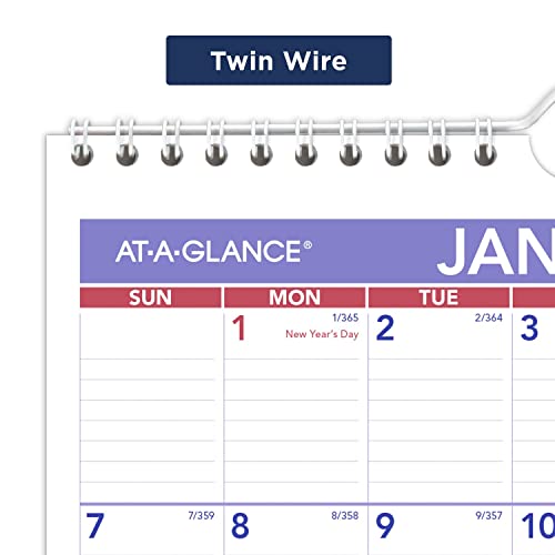 AT-A-GLANCE 2024 Wall Calendar, 8" x 11", Small, Ruled Blocks, Spiral Bound, Monthly (PM12824)