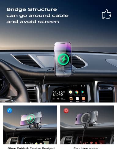 LISEN for 15W MagSafe Car Mount Charger,Universal iPhone Magnetic Wireless Car Charger,MagSafe Charging Mount Wireless for iPhone 16 Pro Max Accessories Fits iPhone 16 15 14 13 12,Black