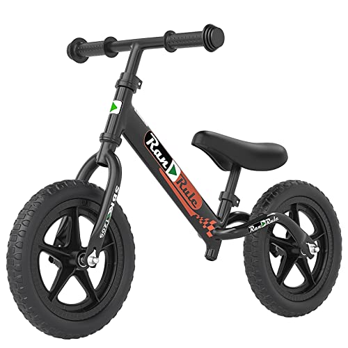 Royalbaby RanRule Kids Balance Bike Toddlers Age 2~5 Years Durable Carbon Steel Frame 12 Inch EVA Wheel, Black