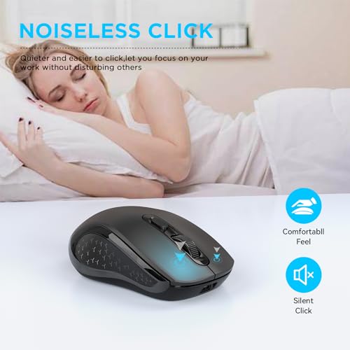 ZVYUE Wireless Bluetooth Mouse for Mac MacBook Air Pro Computer iPad Pad PC Laptop Silent Mouse with Dual Mode Switch Mouse Bluetooth 5.2/3.0 and 2.4GHz USB Type-C Receiver (Black)