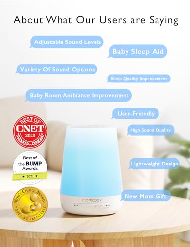 Baby Sound Machine, Momcozy White Noise Machine for Baby Sleeping with Night Light, Toddler Sleep Trainer with 34 Soothing Sounds, Timer, App Remote Control, Personal Sleep Routine(Green)