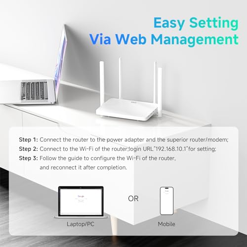Dbit N300 Easy Setup Wireless Wi-Fi Router Smart Home Internet Router - 2 x High Power Antennas, Supports Access Point, WISP, Up to 300Mbps (T1 Pro)