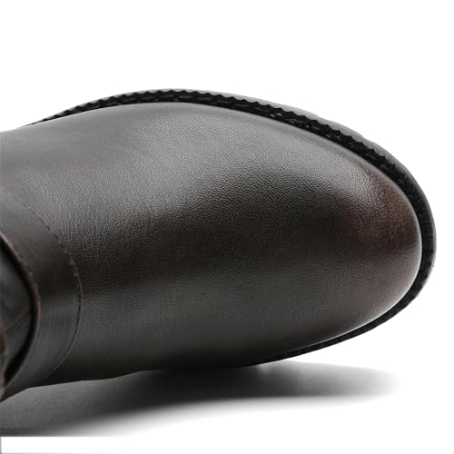 GLOBALWIN Women's Mid Calf Dress Boots Biker Motorcycle Riding Boots Women For Women Black Size 11M