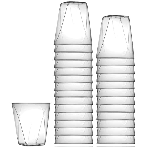 DecorLine Elegant Clear Square Cups - 2 oz (Pack of 20) - Premium Disposable Drinkware - Perfect for Parties and Celebrations