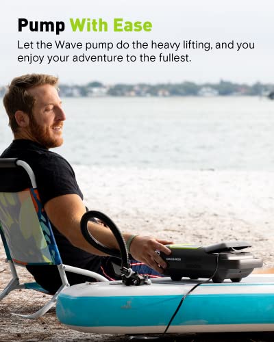 Oak & Iron Wave Electric Paddle Board Pump 20PSI SUP Pump 2.5X Faster Air Inflator & Deflation with Dual Stage Pumping Auto-Off for SUP, Boards, Boats