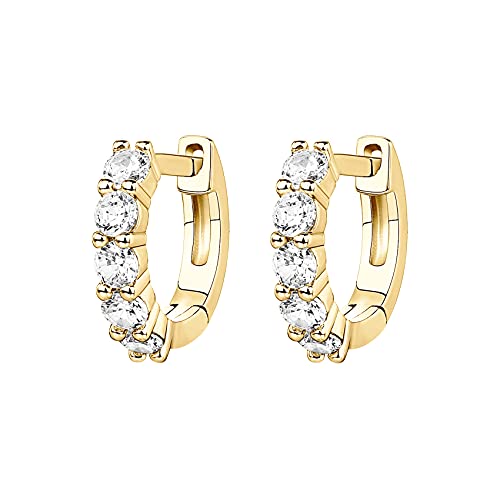 PAVOI 14K Yellow Gold Plated 2.5mm Wide Cubic Zirconia Cuff Earrings Huggie Stud