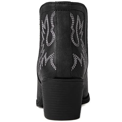 GLOBALWIN Women's Metallic Silver Cowboy Boots Western Style Short Pull On Ankle Cowgirl Boots For Women Low Heel Size 6M