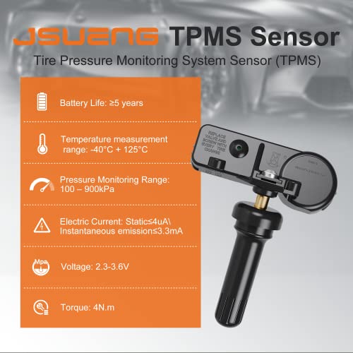 Jsueng TPMS Sensor GM, 1-Pack Tire Pressure Monitor Sensors Compatible with Buick Cadillac Chevy Silverado GMC Pontiac Saturn Suzuki Hummer Saab Replace#13586335 13598771 13598772