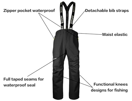 NAVIS MARINE Unisex Workwear Rain Gear: Breathable Waterproof Jacket & Bib Overalls or Men Women (Black, Small)