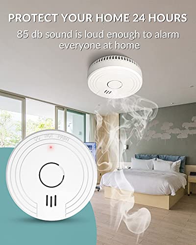 Ecoey Smoke Detector Fire Alarm with Photoelectric Technology, Fire Detector with Test Button and Low Battery Signal, Fire Alarm for Bedroom and Home, FJ136GB, 1 Pack Small