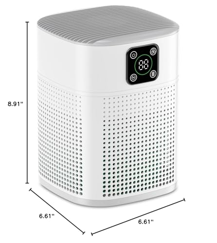 Air Purifiers for Bedroom, Honeyuan H13 HEPA Air Purifier for Home Large Room 1095 sqft, Air purifiers with 360°Air Intake, 3 Fan Speeds, 3-Stage Filtration, White