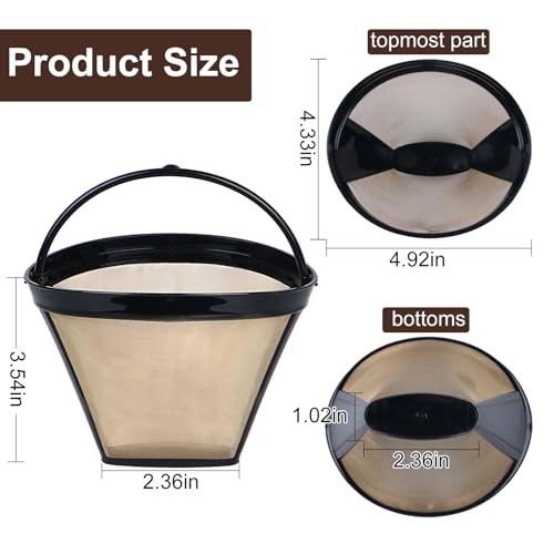 Bouaida Reusable Coffee Filters, Ninja Coffee Filter, Permanent Coffee Filter 4, Used for Replacing the Ninja Coffee Bar Brewer, 4 Cone Permanent Coffee Filter, 2Pcs