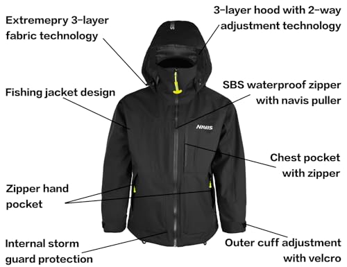 NAVIS MARINE Unisex Workwear Rain Gear: Breathable Waterproof Jacket & Bib Overalls or Men Women (Black, Small)