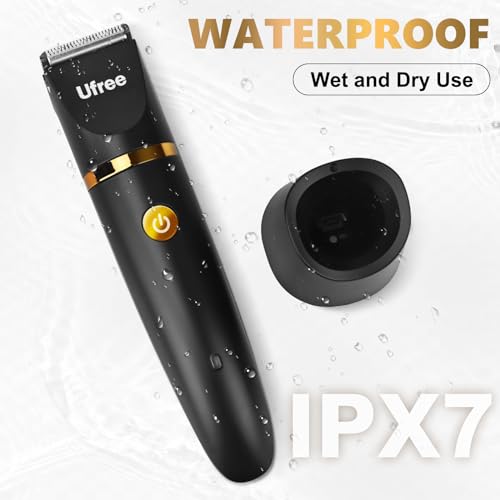 Ufree Body Hair Trimmer for Men, Manscape Ball & Pubic Hair Trimmer, 3 in 1 Men Grooming Kit for Nose, Groin, Waterproof Body Groomer Shaver, Replaceable Ceramic Blade, Gifts for Men, Black