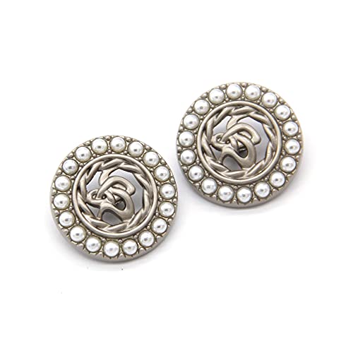 5 PCS Gold Metal Round Pearl Buttons for Clothing Women Coat Garment Buttons for Handmade Sewing Crafts (#10, 15mm)