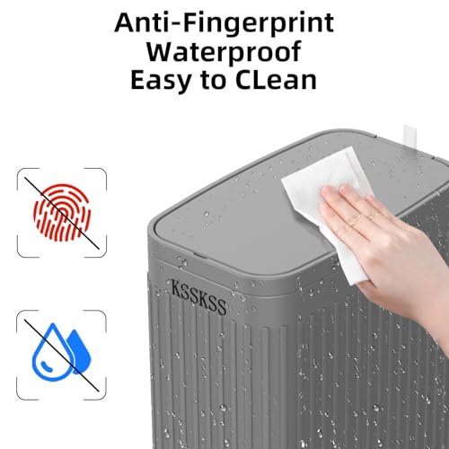 KSSKSS Small Bathroom Trash Can with Charcoal Filters Soft Close Lid, 6L / 1.6 Gallon Stainless Steel Garbage Can with Removable Inner Bucket, Foot Pedal Slim Trash Can for Bedroom, Home (Matt Black)