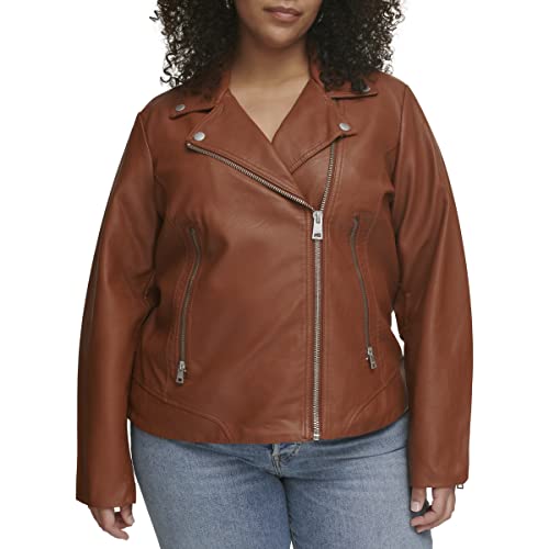 Levi's Women's Faux Leather Classic Asymmetrical Motorcycle Jacket (Standard & Plus Sizes), Camel, Small