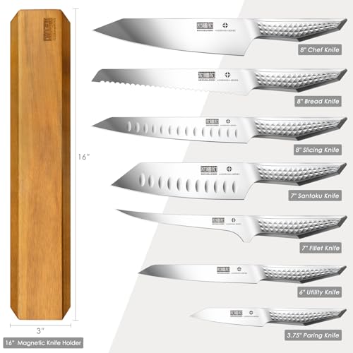 HOSHANHO Steak Knives Set of 6, 4.5 Inch Sharp Serrated Kitchen Steak Knife Set, High Carbon Japanese Stainless Steel Steak Knives with Ergonomic Handle