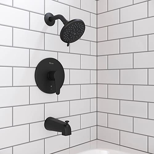 Pfister Pfirst Modern Tub and Shower Trim Without Shower Head (Valve Sold Separately), Single Handle, Matte Black Finish, R89070B