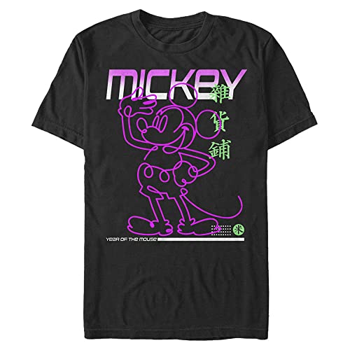 Disney Big Classic Mickey Street Glow Men's Tops Short Sleeve Tee Shirt, Black, Large Tall