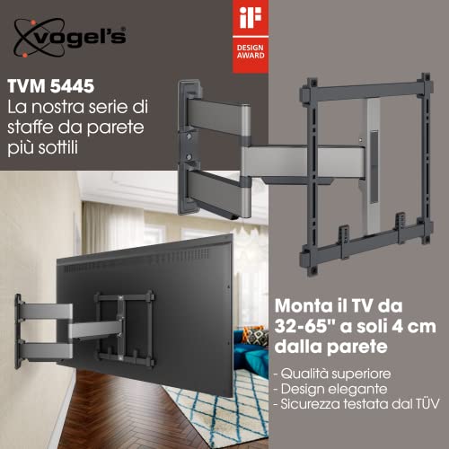Vogel's TVM 5445 Full-Motion Ultra-Thin TV Wall Bracket for 32-65 inch TVs, Max. 77 lbs, Swivels up to 180°, Full-Motion TV Mount max. VESA 400x400, Universally Compatible