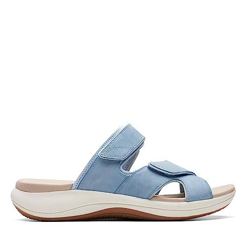 Clarks Women's Mira Ease Slide Sandal, Grey Textile, 8