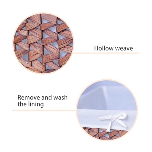 Rectangular Woven Seagrass Storage Bins with Handle,Kingwillow. (water hyacinth, Small)