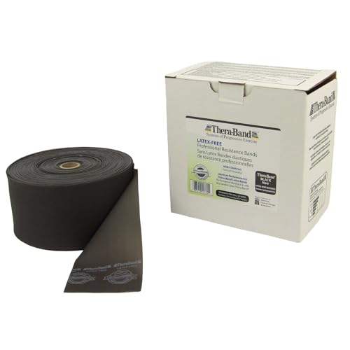 THERABAND Resistance Band 50 Yard Roll, Special Heavy Black Non-Latex Professional Elastic Bands For Upper & Lower Body Exercise, Physical Therapy, Pilates, & Rehab, Dispenser Box, Level 6