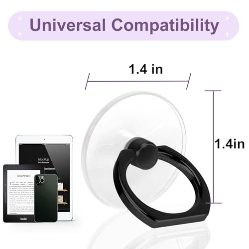 Jsoerpay Cell Phone Ring Holder, Transparent Ring Holder 360°Rotation Finger Ring Stand, Clear Cell Phone Kickstand Compatible with Most of Phones, Tablet and Case, (2Silver+1Black+1Rose Gold)