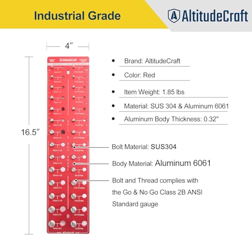 AltitudeCraft Thread Checker, Nut and Bolt Thread Checker, Bolt Size and Thread Gauge, Bolt and Nut Identifier Gauge, Bolt Gauge