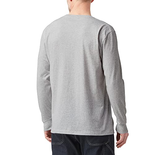 Dickies Men's Long Sleeve Tri-Color Logo Graphic T-Shirt, Heather Gray, Small